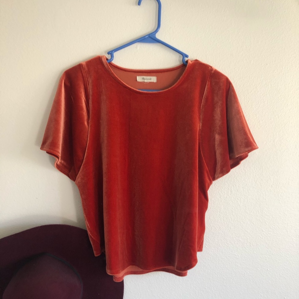 Madewell velvet burnt orange top